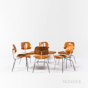 Six Charles and Ray Eames for Herman Miller DCM Side Chairs
