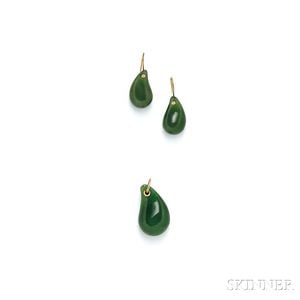 18kt Gold and Nephrite Suite