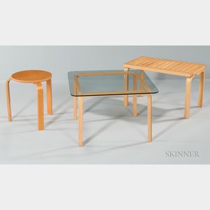 Alvar Aalto Bench, Stool, and Table
