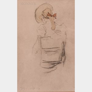 Jacques Villon (French, 1875-1963) Sketch of a Seated Girl, Half Length, Back View