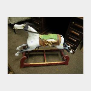 Carved and Painted Wood Gliding Horse.