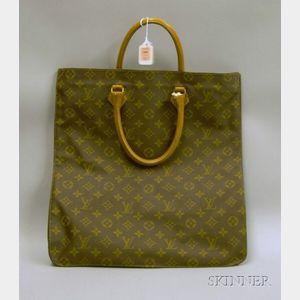 Monogram Pattern Satchel-Style Leather Handbag.