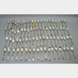 Approximately Seventy-nine Pieces of Assorted Sterling and Coin Silver Flatware.