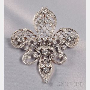 Edwardian Diamond Fleur-de-lis Pendant/Brooch