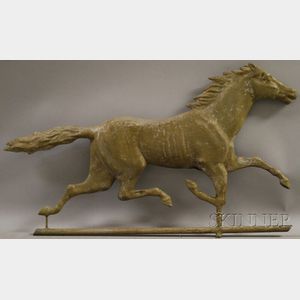 Silver-painted Molded Copper Running Horse Weather Vane