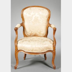 Louis XV Upholstered Fruitwood Fauteuil