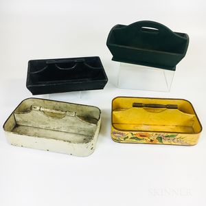 Four Painted Cutlery Trays