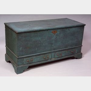 Blue Painted Pine Dower Chest