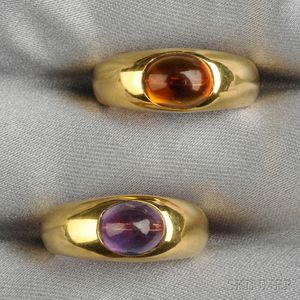 Two 18kt Gold Gem-set Rings, Tiffany & Co.