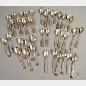 Group of Approximately Forty Coin Silver Teaspoons