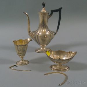 Three-piece Gorham Neoclassical-style Sterling Silver Tea Set