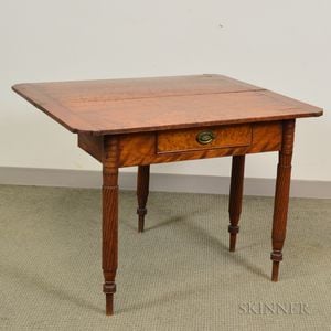 Late Federal Carved and Figured Maple One-drawer Card Table