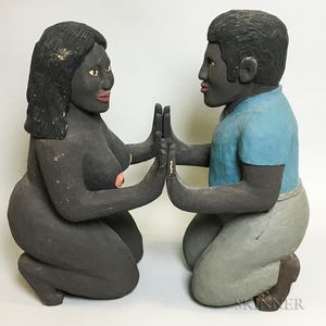 Two Contemporary Folk Art Carved and Painted Figures