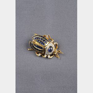 18kt Gold, Sapphire and Diamond Beetle Brooch, Le Vian