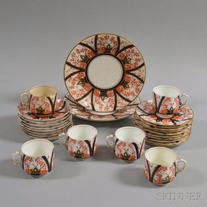 Twenty-six Pieces of English Transfer-decorated Imari-palette Ceramic Tableware