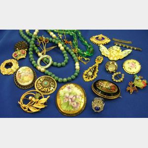 Small Group of Mid-Century Costume Jewelry and Beads.