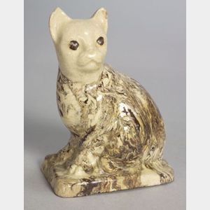 Staffordshire Solid Agate Model of a Seated Cat