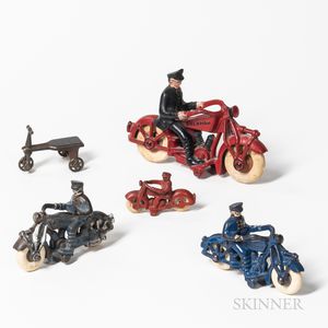Group of Cast Iron Toy Motorcyles