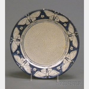 Dedham Pottery Moth & Flower Plate