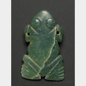 Pre-Columbian Carved Jade Frog Pendant