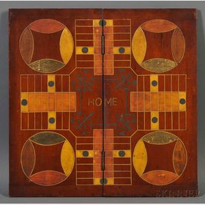 Five-color Painted and Gilded Folding Parcheesi Game Board