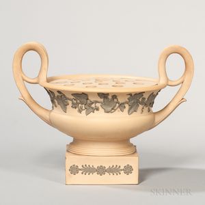 Wedgwood Caneware Kantharos-shaped Urn and Covers