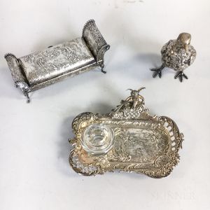 Three Continental Silver Inkwells