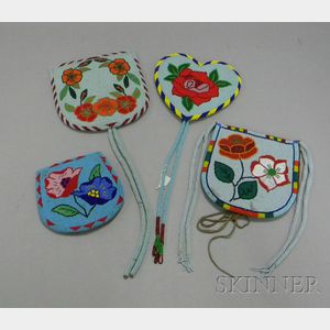Four Floral Beaded Items.