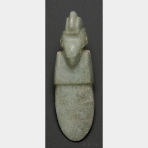 Pre-Columbian Carved Jade Bird Pendant