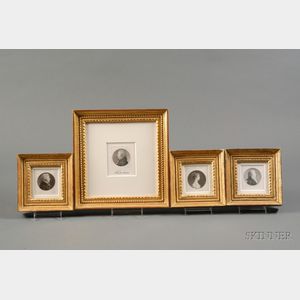 Charles Balthazar Julien Févret de Saint-Mémin (French/American, 1770-1852) Four Framed Engraved Portrait Miniatures.