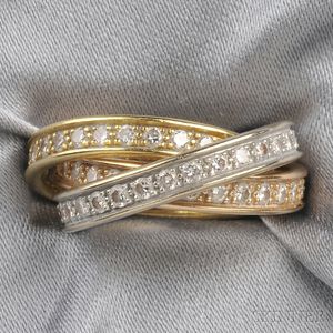 18kt Tricolor Gold and Diamond "Trinity" Ring, Cartier