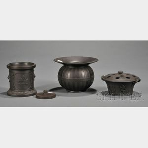 Three Wedgwood Black Basalt Items