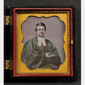 Sixth Plate Daguerreotype Portrait of a Seated Minister