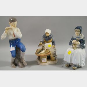 Two Bing & Grondahl and a Royal Copenhagen Porcelain Figurines