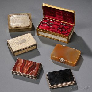 Six Hardstone and Shell Boxes