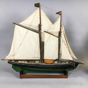 Two Carved and Painted Wood Ship Models
