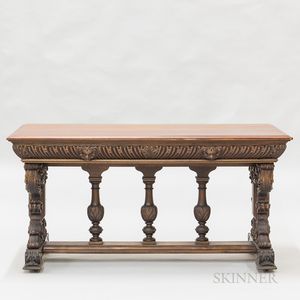 Renaissance-style Carved Walnut Library Table