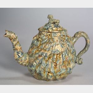 Solid Agate Pecten Shell Teapot and Cover