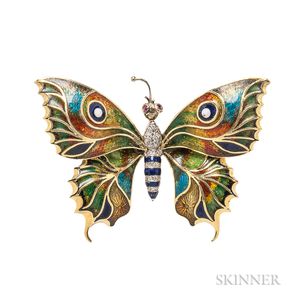 18kt Gold and Enamel Butterfly