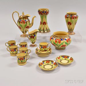 Set of Seventeen Wedgwood Copper Lustre-decorated Items