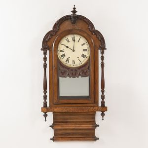Large Seth Thomas Oak-veneered and Turned Wall Clock