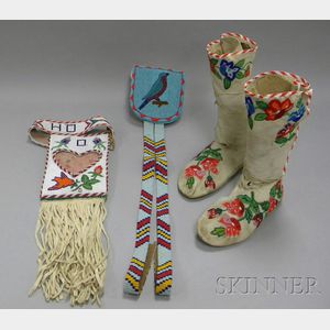 Three-Piece Native American Pictorial Beaded Group