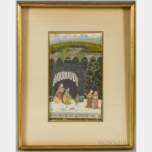 Miniature Painting Depicting Krishna Being Groomed