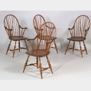 Set of Four Bow-back Windsor Armchairs