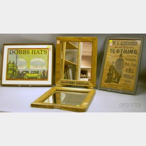Dobbs Hats Advertisement Screen Print, a W.A. Alexander, Winchester, N.H. Clothiers Advertisement, and Two Dobb...