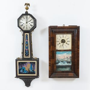 New Haven "Washington" Chiming Banjo Clock and Brewster & Ingrahams Ogee Clock