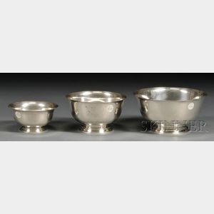 Three Gorham Sterling Revere-style Bowls