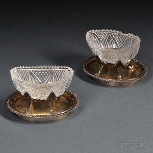Pair of George IV Sterling Silver Salts and Undertrays