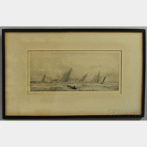 William Lionel Wyllie (British, 1851-1931) Yachts at Cowes Winds...