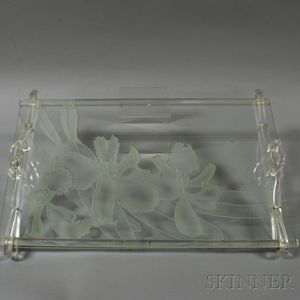 Dorothy Thorpe Colorless and Frosted Glass and Lucite Tray